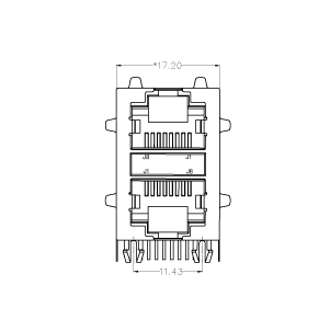SYT59212188HWA1DY1C022短体  5921 2*1 无灯带弹片 RJ45连接器