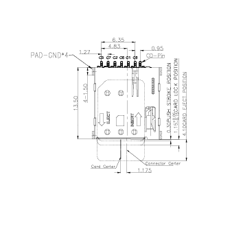 WHNS135-T1151-01 适配类型Nano SIM  弹出式 SMT 支持热插拔 Nano SIM SD卡座