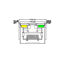SYT52TE1188AB1A1DY1008 180°立式  1*1 开口朝上 LED 左黄右绿 DIP  RJ45