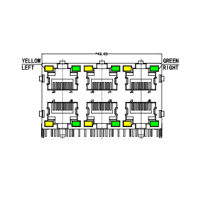 SYT59212388DB1A1DY1B112   开口朝下 2*3 带灯带屏蔽 RJ45