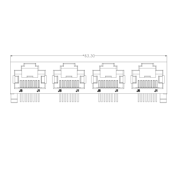 SYT561488IWD1DY1188 1*4 开口朝上  56  无灯全塑  RJ45