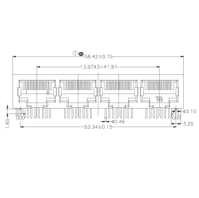 WH5605-114080211 90° 侧面插入 1*4  开口朝下 10P8C  不包壳L=58.42mm RJ45