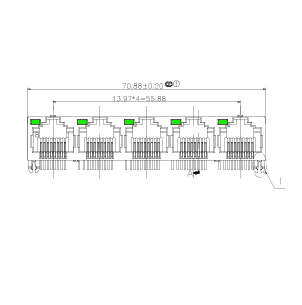 SYT8016-8P-015 1*5 开口朝上 全塑 左带灯  RJ45