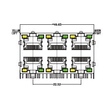 SYT59212388DB1A1DY1B022   开口朝下 2*3 8P8C带灯带屏蔽 长体 RJ45