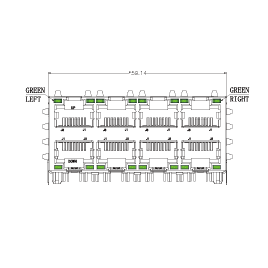 SYT24Q365DB3A10DPB2057 90° 侧面插入 2*4  开口朝上/下 2X4 2.5G POE+ DIP RJ45