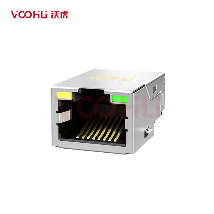 SYT211Q744AB1A7CBS1359  90°  1X1 贴片 10G  LED灯 左黄右绿 RJ45
