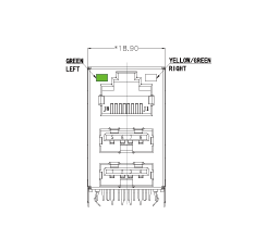 SYT711U2Q009AH4RWDABN359 90° 侧面插入 1*1 LED G/YG DIP  RJ45 1000BASE+双USB2.0