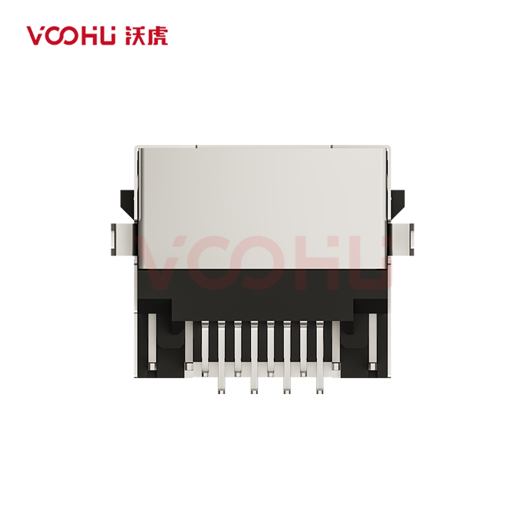 SYTCB691188AB1W6DB1075 90&deg; 侧面插入 1*1 开口朝上 LED Y/G 带屏蔽 DIP 沉板RJ45连接器