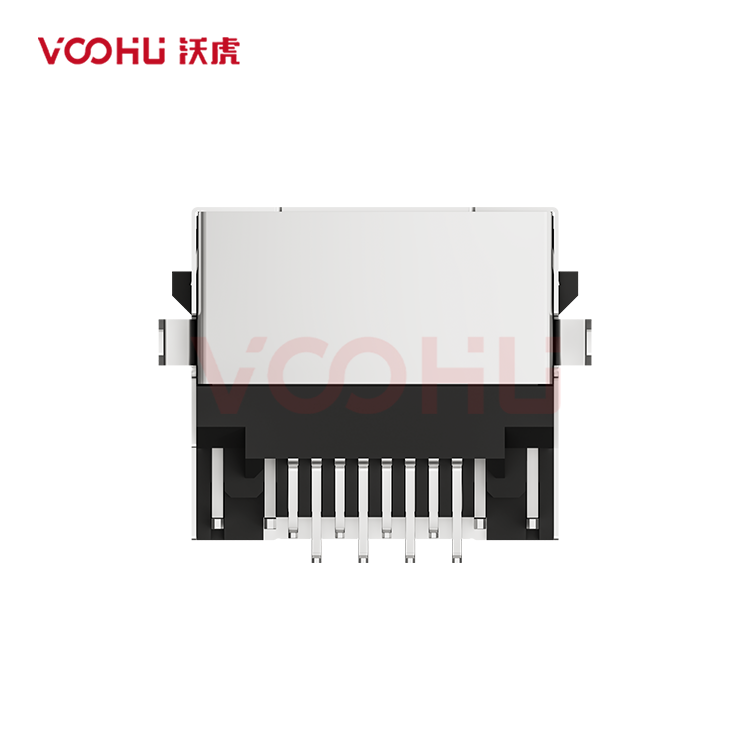 SYTCB551188AB2A6DB1146 90&deg; 侧面插入 1*1 沉板5.5 DIP带屏蔽带灯 沉板RJ45连接器