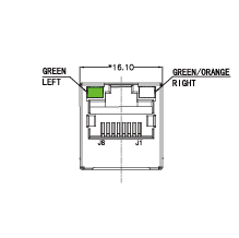 SYT511Q543AE5A8D2  180°立式 1*1 开口向上 2.5G LED G/GO DIP RJ45