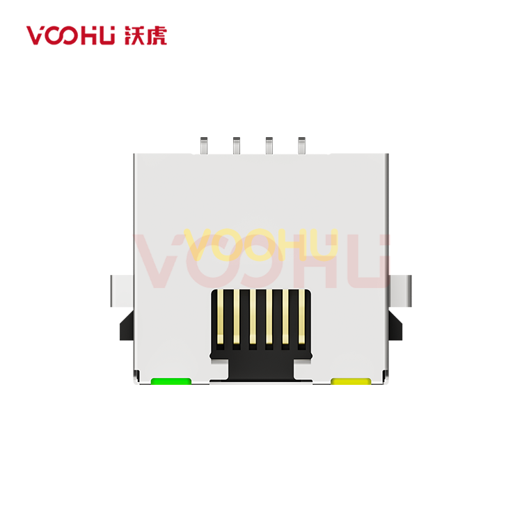 SYTCB551188AB2A6DB1146 90&deg; 侧面插入 1*1 沉板5.5 DIP带屏蔽带灯 沉板RJ45连接器