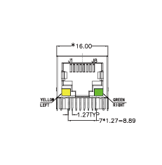SYT111B002BA1A1D  90° 侧面插入  开口朝下 1X1 100BASE  左黄右绿  RJ45