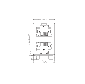 SYT21B083GWA2D057 90° 侧面插入 2*1 开口朝上/下 10/100M  DIP RJ45