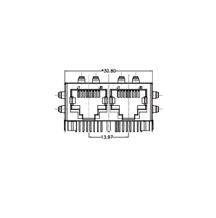 SYT112B083HWA1D5 90° 侧面插入 1*2 开口朝下  10/100BASE  无灯带翅 DIP  RJ45