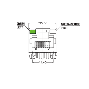 SYT211Q106KE6A4D  90° 侧面插入 1X1  1000BASE  LED灯 G/GO RJ45
