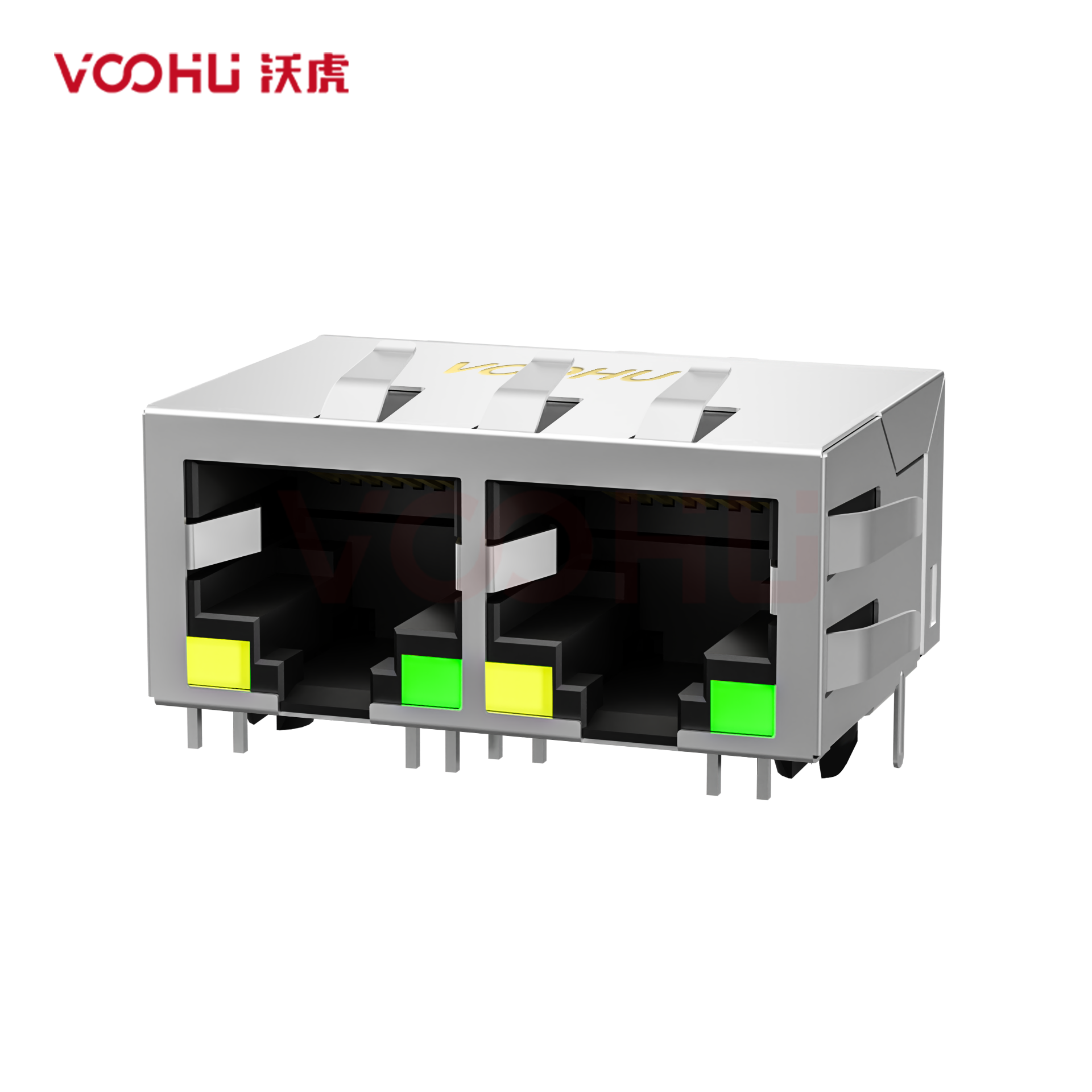SYT59211288DB1A1D3Y1006 90° 侧面插入 1*2 开口朝下 LED Y/G带屏蔽 DIP RJ45