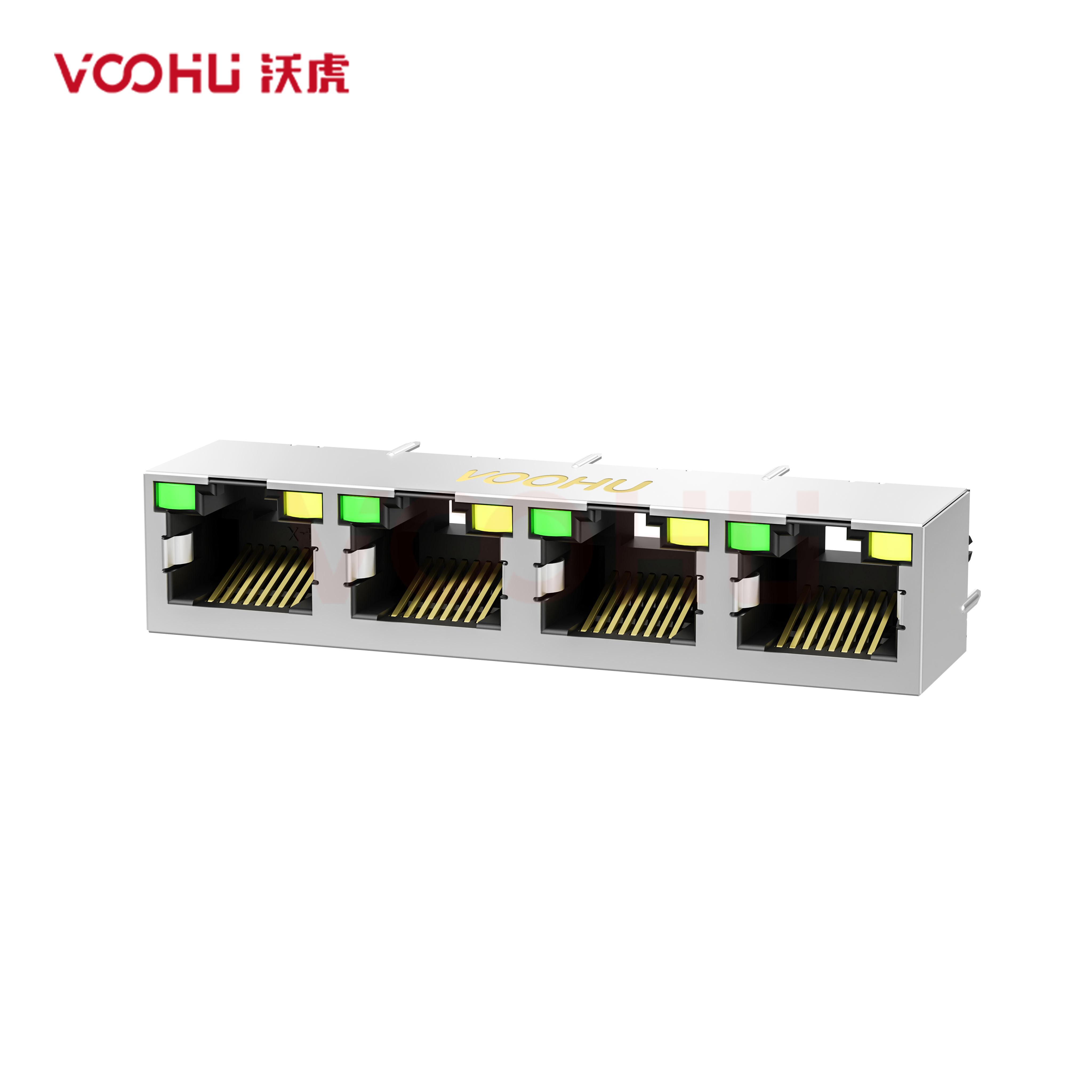 SYT52T1488AB2A1DB4057 180°立式  1*4 开口朝上 LED 左绿右黄 DIP  RJ45