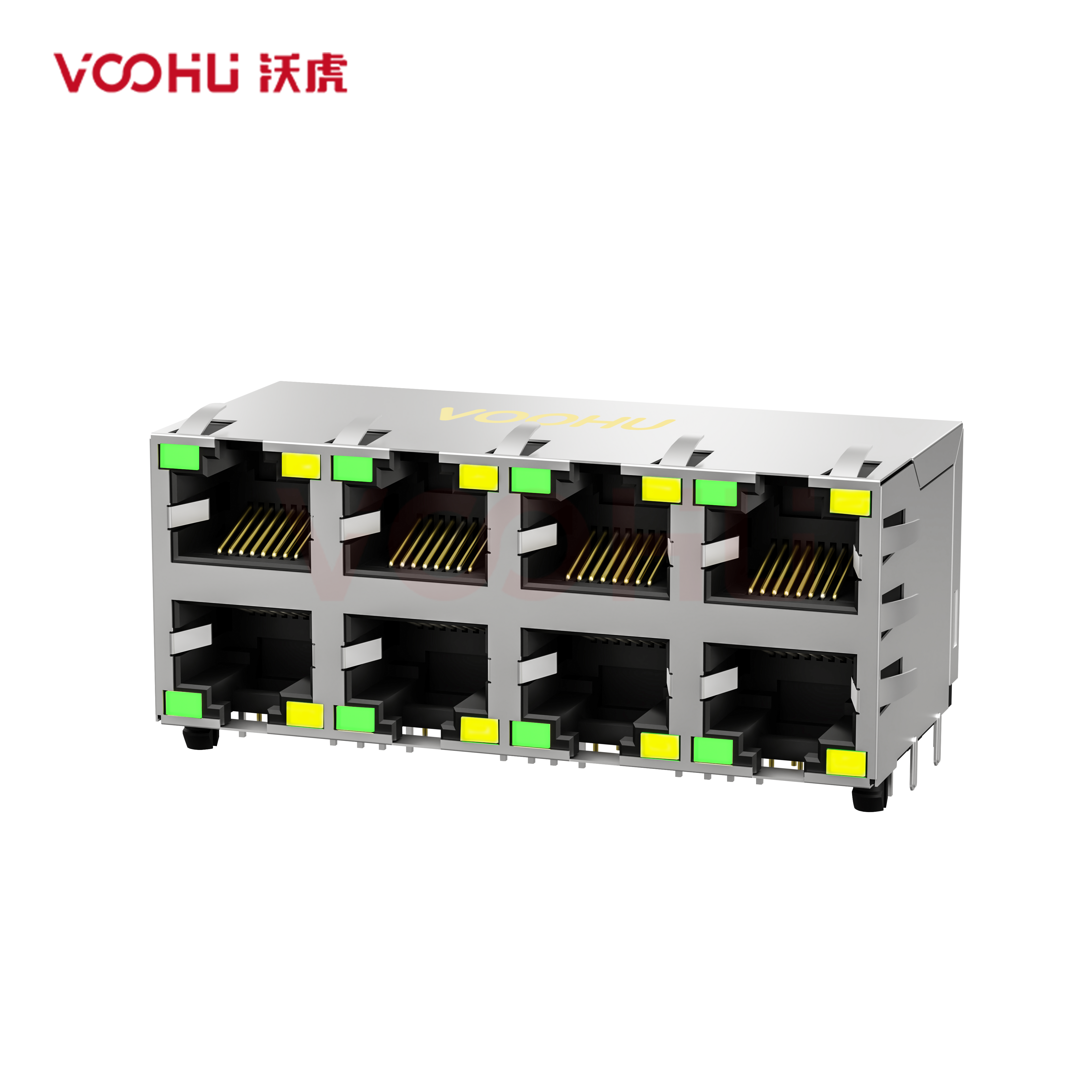SYT24Q042DB2A4D068 90° 侧面插入 2*4 开口朝上/下 G/Y 100/1000M DIP RJ45