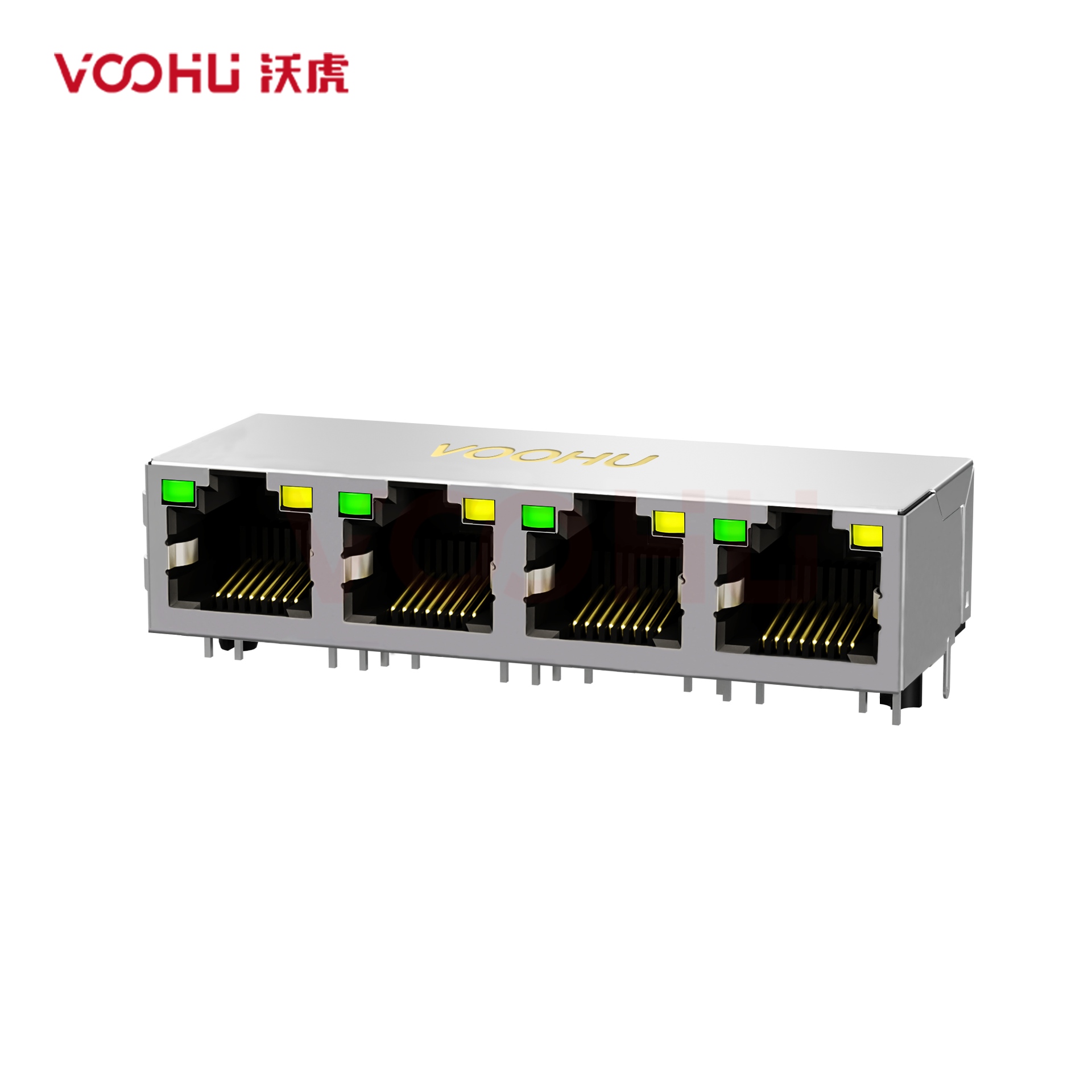SYT314B289AB2A2D057 90&deg; 侧面插入 1*4 开口朝上 10/100M G/Y  DIP RJ45