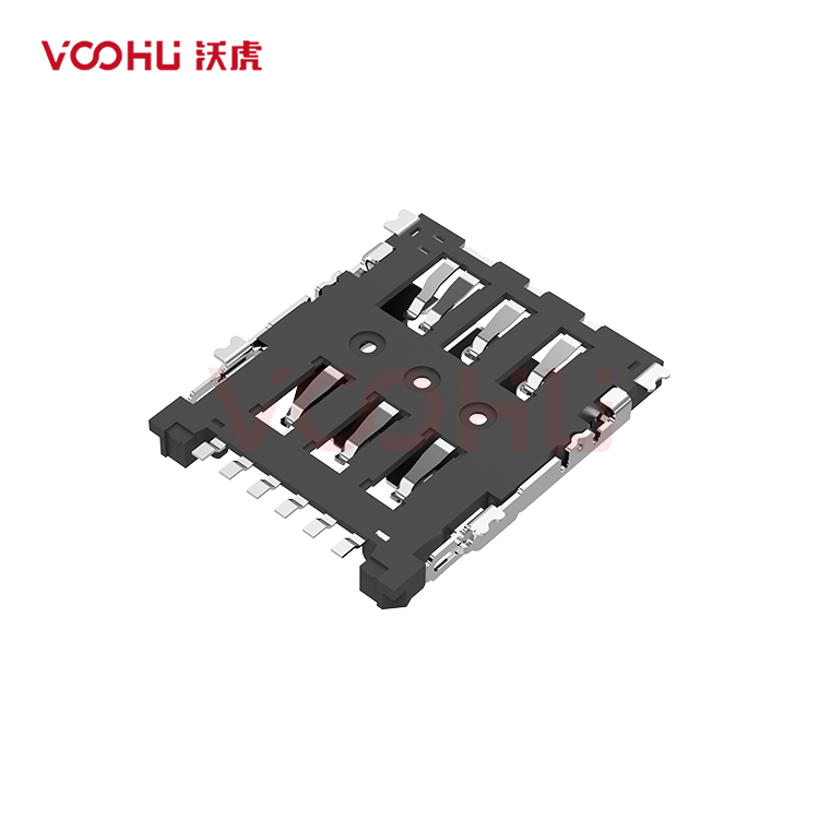 WHNS143-T1151-01 适配类型 Nano SIM 掀盖式 SMT 支持热插拔 Nano SIM SD卡座
