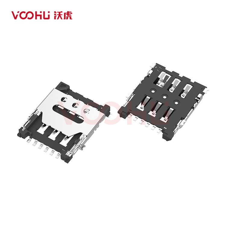 WHNS143-T1151-01 适配类型 Nano SIM 掀盖式 SMT 支持热插拔 Nano SIM SD卡座