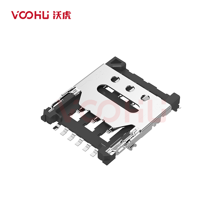 WHNS143-T1151-01 适配类型 Nano SIM 掀盖式 SMT 支持热插拔 Nano SIM SD卡座