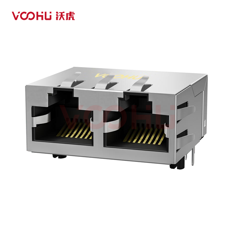 SYT312B002HWA4D 90&deg; 侧面插入  1*2 开口朝上 10/100M  带弹片 DIP  RJ45