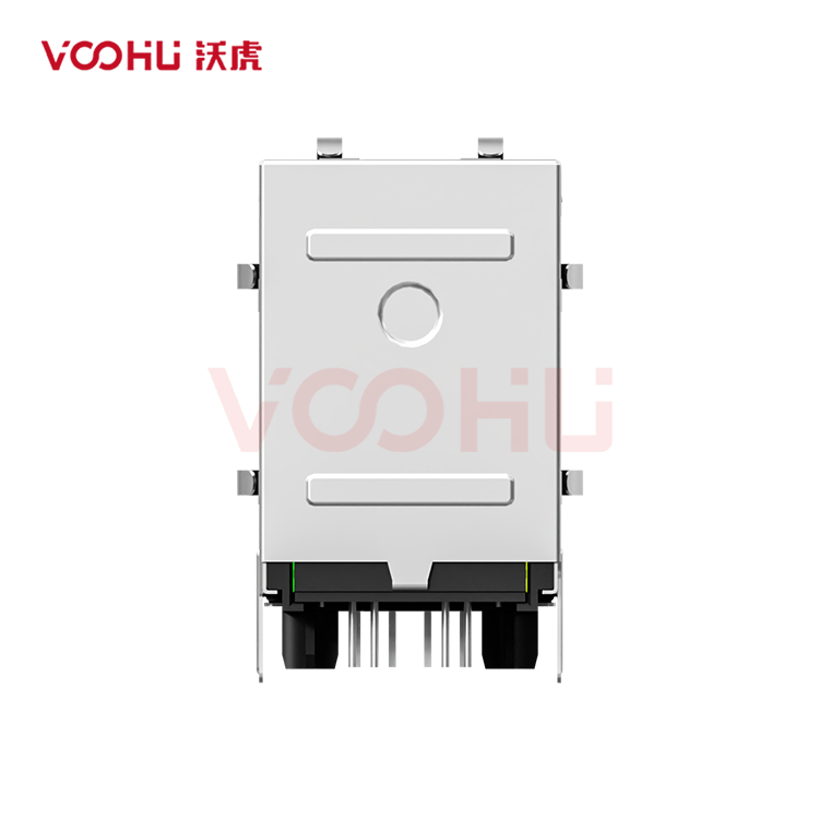 SYT21Q145DE3A2DDBB057 90&deg; 侧面插入 2*1 开口朝上/下 100/1000M LED G/GY 带弹片 DIP  RJ45