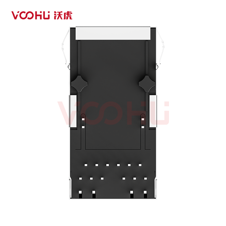 SYT411Q199DG1A1DP  90&deg; 侧面插入 1*1 开口朝上 GY/GY 1000BASE POE+ 带弹片 DIP RJ45