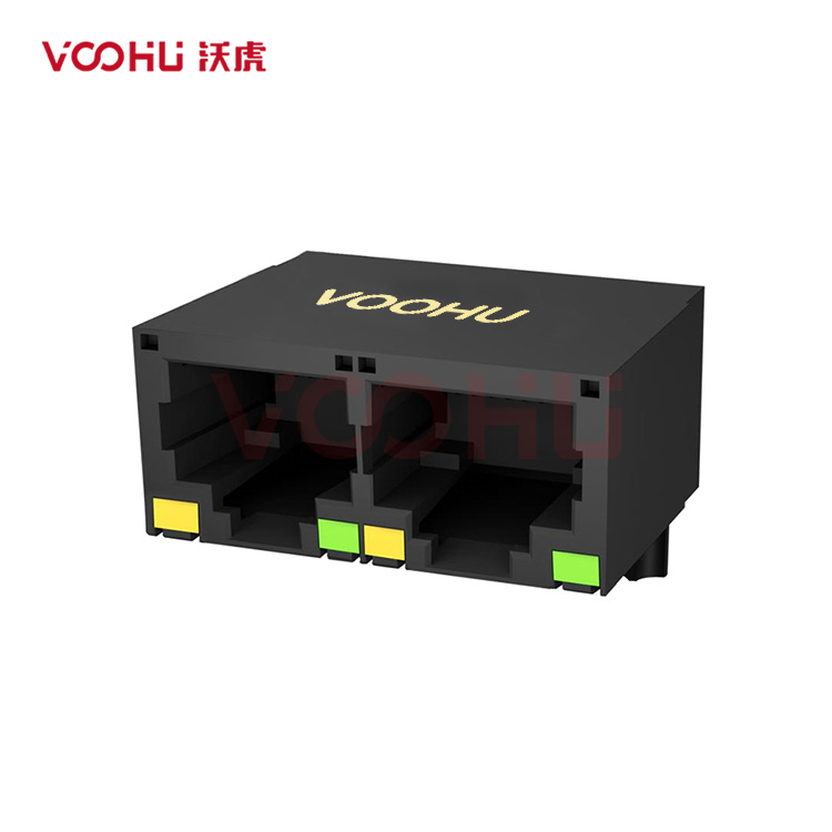 SYT112Q106JB1A1D 90&deg; 侧面插入 1*2 开口朝下 1000BASE LED Y/G DIP RJ45