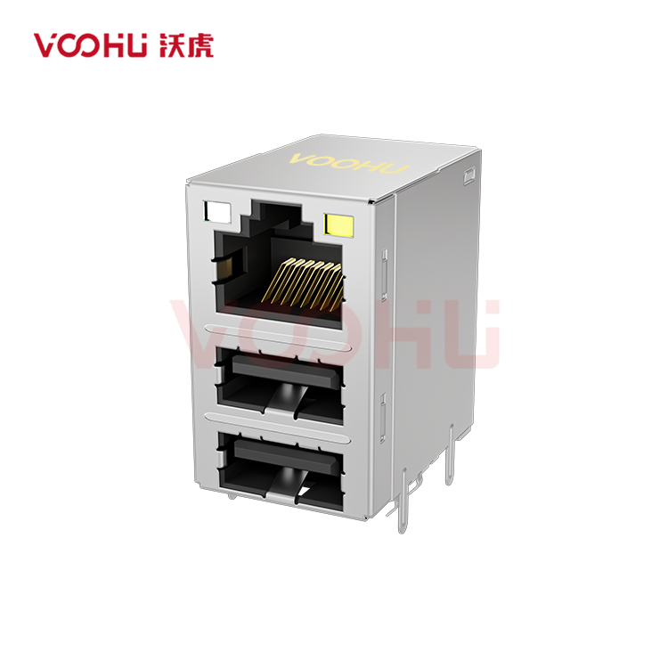 SYT711U3Q767AF5WDFL359  90° 侧面插入 1*1 开口朝上 GO/Y 100/1000M  DIP RJ45