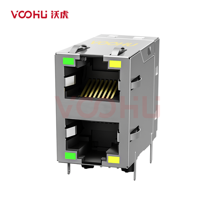 SYT21B002DB2A5D068  90&deg; 侧面插入 2*1 开口朝上/下 10/100M LED G/Y 带弹片 DIP  RJ45