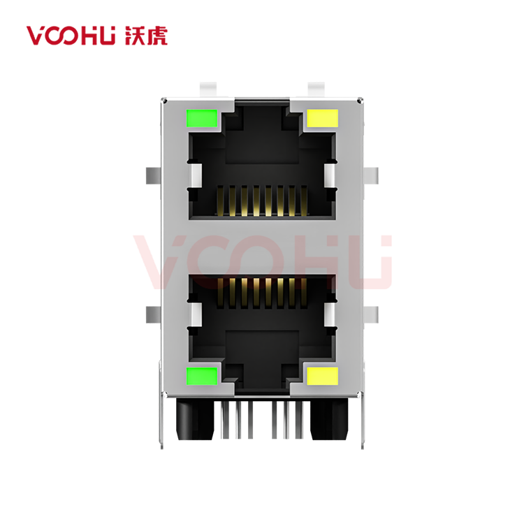 SYT21B002DB2A5D068  90&deg; 侧面插入 2*1 开口朝上/下 10/100M LED G/Y 带弹片 DIP  RJ45