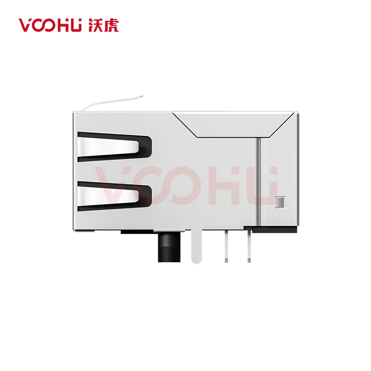 SYT312B002HWA4D 90&deg; 侧面插入  1*2 开口朝上 10/100M  带弹片 DIP  RJ45