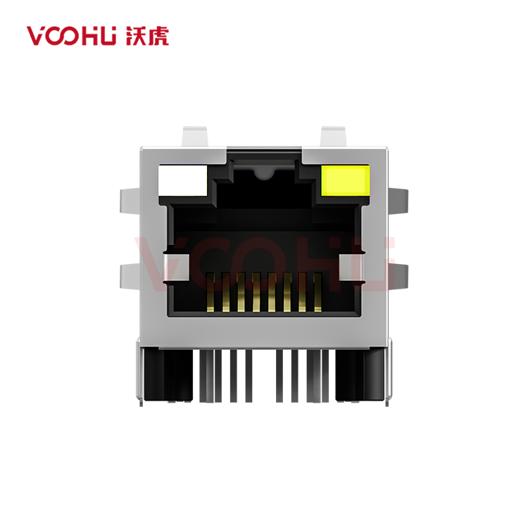 SYT411Q117DF5A1DP  90&deg; 侧面插入 1*1 开口朝上 100/1000BASE GO/Y 带弹 RJ45
