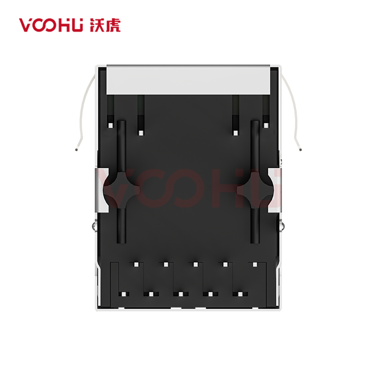 SYT111Q070FF5A1D 90&deg; 侧面插入 1*1 开口朝下 100/1000M  LED GO/Y 带屏蔽带弹片 DIP RJ45