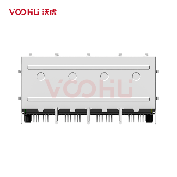 SYT24B010DN6A5DVB068  90&deg; 侧面插入 2*4 开口朝上/下 10/100M  带弹片 DIP RJ45