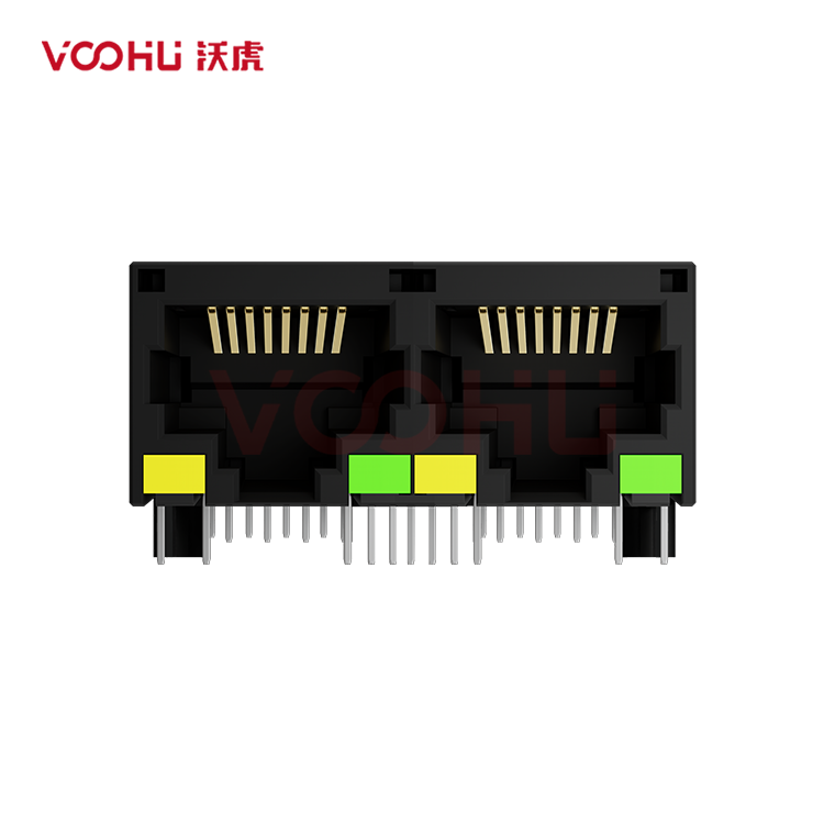 SYT112Q106JB1A1D 90&deg; 侧面插入 1*2 开口朝下 1000BASE LED Y/G DIP RJ45