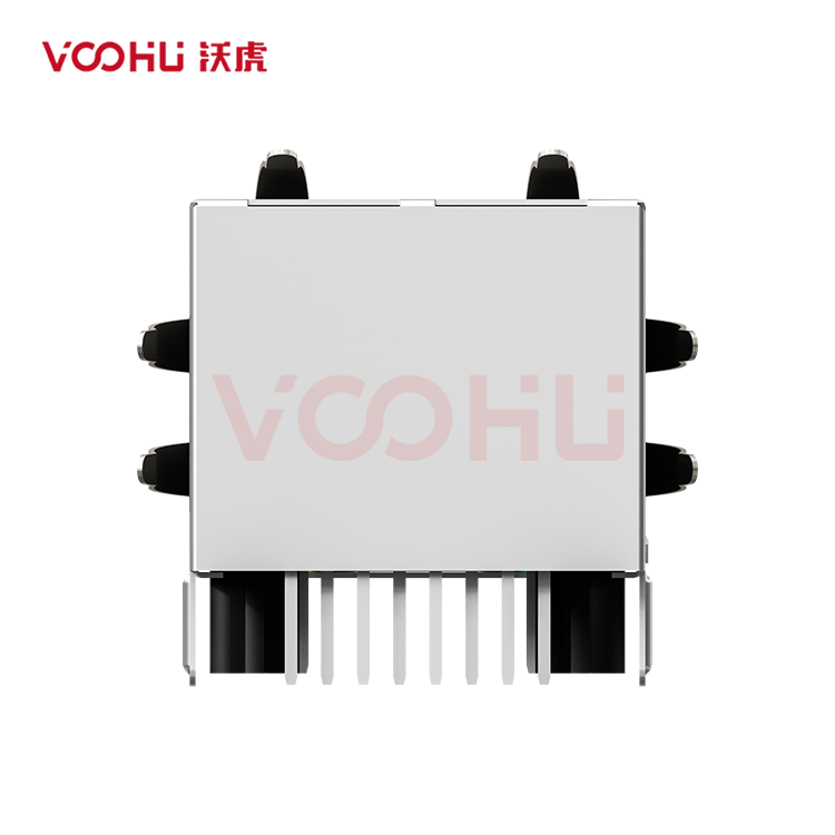 SYT111Q070FF5A1D 90&deg; 侧面插入 1*1 开口朝下 100/1000M  LED GO/Y 带屏蔽带弹片 DIP RJ45