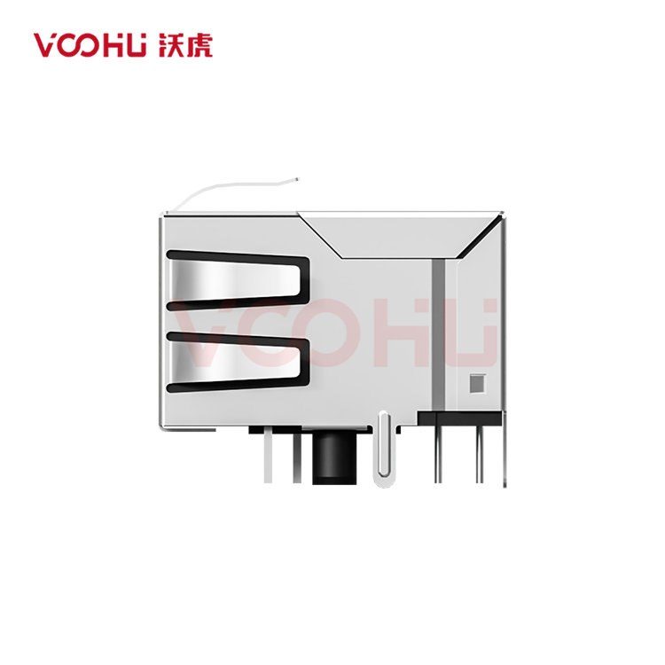 SYT59211488DB1A1D3Y1006 90&deg; 侧面插入 1*4  开口朝下 LED Y/G 8P8C 带屏蔽 DIP RJ45