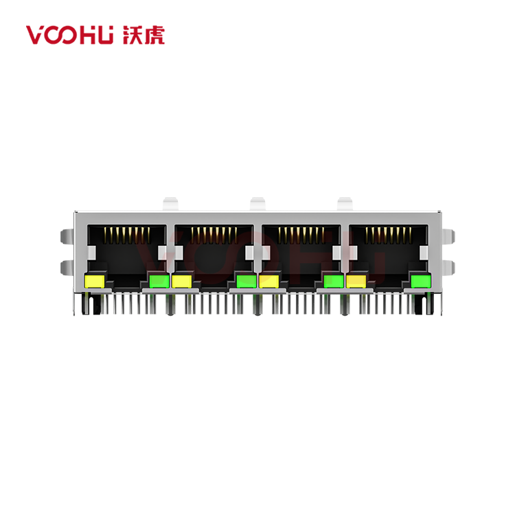 SYT59211488DB1A1D3Y1006 90&deg; 侧面插入 1*4  开口朝下 LED Y/G 8P8C 带屏蔽 DIP RJ45