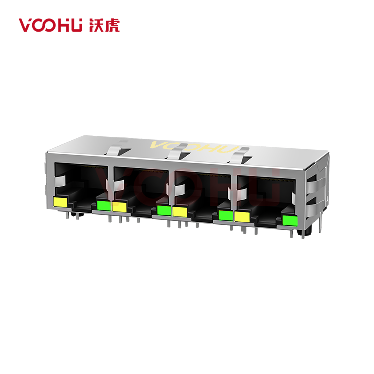 SYT59211488DB1A1D3Y1006 90&deg; 侧面插入 1*4  开口朝下 LED Y/G 8P8C 带屏蔽 DIP RJ45