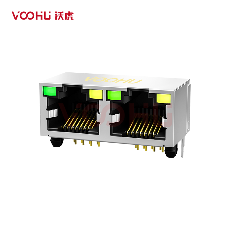 SYT561288AB2A3DY1027 90° 侧面插入 1*2 开口朝上  LED G/Y 带屏蔽 DIP  RJ45