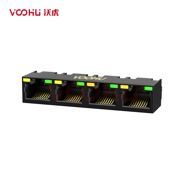 SYT52D1488JB1A1DB1019  180°立式  1*4  开口朝上 LED左黄右绿 RJ45