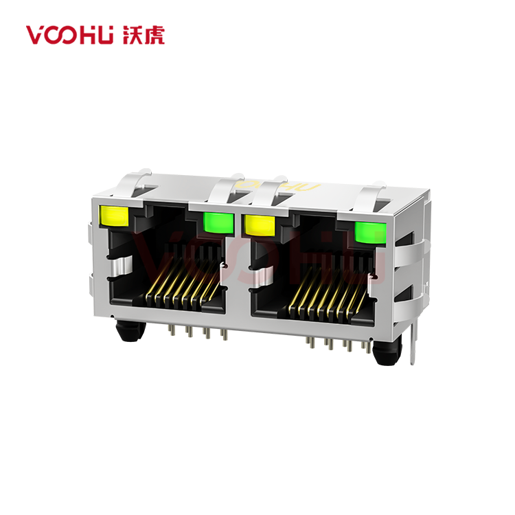SYT561288DB1A3DY1027 90° 侧面插入 1*2 开口朝上 56带屏蔽带灯 DIP  RJ45