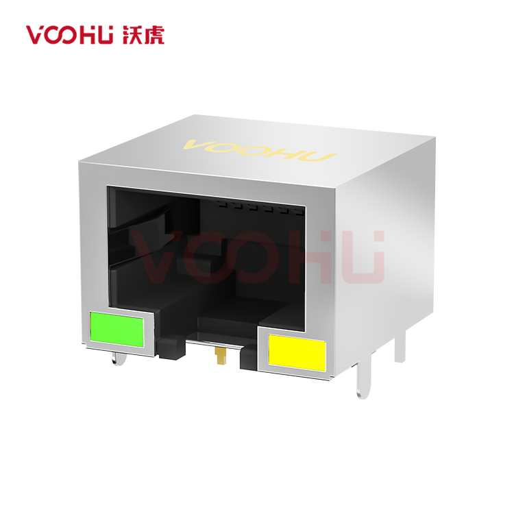 SYT60A1188AB2A3DB4175 90° 侧面插入 1*1 开口朝下 G/Y DIP RJ45（低高度）