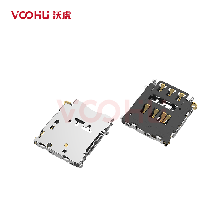 WHNS150-T1131-18 适配类型 Nano SIM 卡托式 SMT 支持热插拔 Nano SIM SD卡座