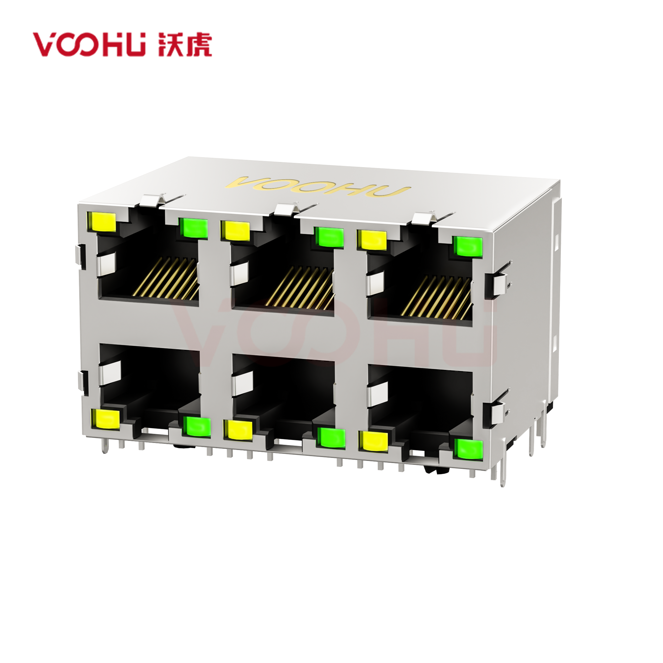 SYT59212388DB1A1DY1B022   开口朝下 2*3 8P8C带灯带屏蔽 长体 RJ45