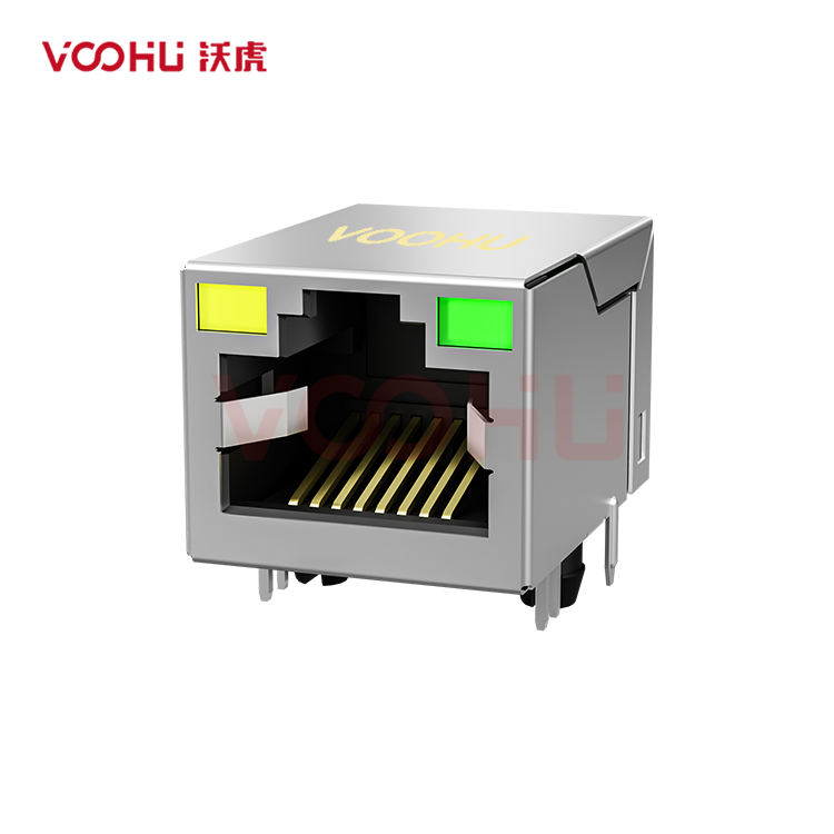 SYT311B074AB1A4DN 90° 侧面插入 1*1 开口朝上 Y/G 10/100M DIP RJ45