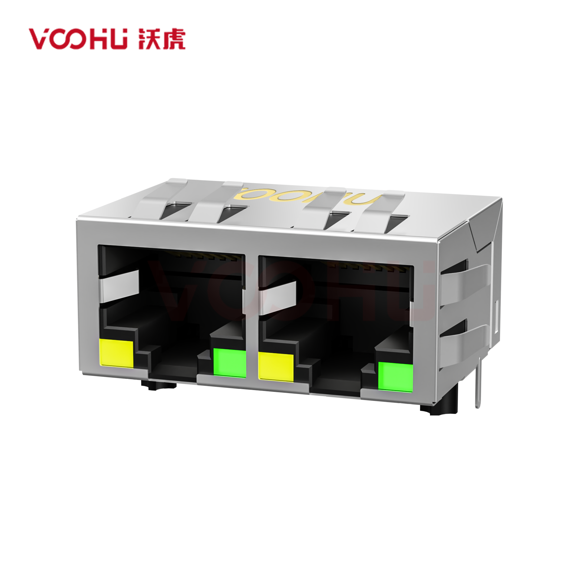 SYT112B002DB1A1D3  90° 侧面插入 1*2 开口朝下 10/100M LED Y/G DIP 带弹片 RJ45